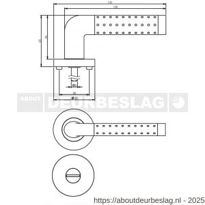 Intersteel 1684 deurkruk Marion op rozet verdekt diameter 52x10 mm met nokken en WC-sluiting met stift 8x8 mm chroom-nikkel mat - R26004873 - afbeelding 2