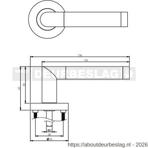 Intersteel Living 1685 deurkruk Nicol op rozet verdekt diameter 52x10 mm met nokken chroom-nikkel mat - R26001659 - afbeelding 2