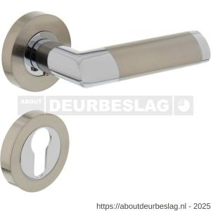 Intersteel 1685 deurkruk Nicol op rozet verdekt diameter 52x10 mm met nokken en cilinderrozetten chroom-nikkel mat - R26004884 - afbeelding 1