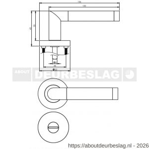 Intersteel 1685 deurkruk Nicol op rozet verdekt diameter 52x10 mm met nokken en WC-sluiting met stift 8x8 mm chroom-nikkel mat - R26004885 - afbeelding 2