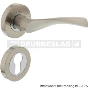 Intersteel 1687 deurkruk Giussy op rozet verdekt diameter 52x10 mm met nokken en cilinderrozetten nikkel mat - R26004894 - afbeelding 1