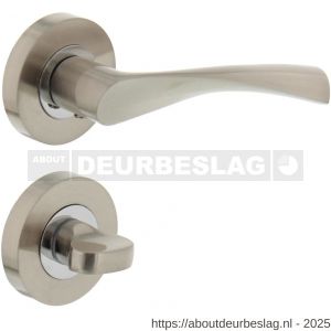 Intersteel 1687 deurkruk Giussy op rozet verdekt diameter 52x10 mm met nokken en WC-sluiting met stift 6x6 mm nikkel mat - R26004895 - afbeelding 1