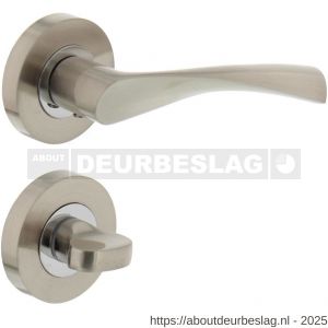 Intersteel 1687 deurkruk Giussy op rozet verdekt diameter 52x10 mm met nokken en WC-sluiting met stift 8x8 mm nikkel mat - R26004896 - afbeelding 1
