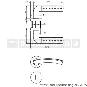 Intersteel 1688 deurkruk Sharon op rozet verdekt diameter 52x10 mm met nokken en sleutelrozetten chroom-nikkel mat - R26004899 - afbeelding 2