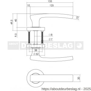 Intersteel 1689 deurkruk Blok op rozet verdekt diameter 52x10 mm met nokken en cilinderrozetten chroom-nikkel mat - R26004905 - afbeelding 2