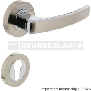 Intersteel 1689 deurkruk Blok op rozet verdekt diameter 52x10 mm met nokken en cilinderrozetten chroom-nikkel mat - R26004905 - afbeelding 1
