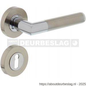 Intersteel 1693 deurkruk Bastian op rozet verdekt diameter 52x10 mm met nokken en sleutelrozetten chroom-nikkel mat - R26004911 - afbeelding 1