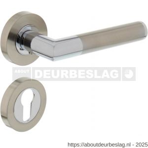 Intersteel 1693 deurkruk Bastian op rozet verdekt diameter 52x10 mm met nokken en cilinderrozetten chroom-nikkel mat - R26004912 - afbeelding 1