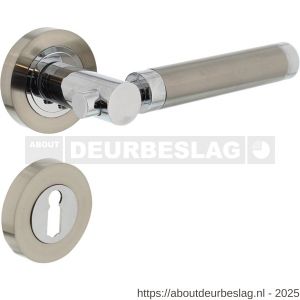 Intersteel 1698 deurkruk Birgit op rozet verdekt diameter 52x10 mm met nokken en sleutelrozetten chroom-nikkel mat - R26004931 - afbeelding 1