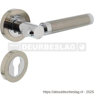 Intersteel 1698 deurkruk Birgit op rozet verdekt diameter 52x10 mm met nokken en cilinderrozetten chroom-nikkel mat - R26004932 - afbeelding 1