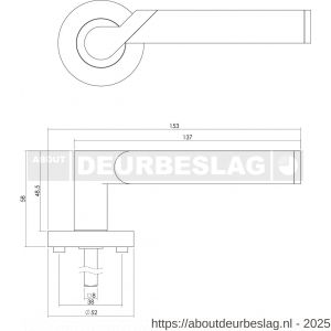 Intersteel 1701 deurkruk Casper op rozet verdekt diameter 52x10 mm met nokken en cilinderrozetten chroom-nikkel mat - R26004939 - afbeelding 2