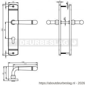 Intersteel Living 1705 deurkruk Helena op schild afgerond 235x45 mm profielcilindergat 55 mm chroom - R26009082 - afbeelding 2