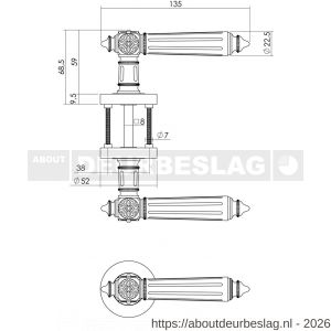 Intersteel 1716 deurkruk Julietta op rozet verdekt diameter 52x10 mm met nokken en sleutelrozetten chroom-nikkel mat - R26004978 - afbeelding 2