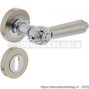 Intersteel 1716 deurkruk Julietta op rozet verdekt diameter 52x10 mm met nokken en sleutelrozetten chroom-nikkel mat - R26004978 - afbeelding 1