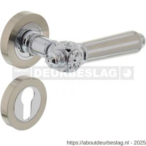 Intersteel 1716 deurkruk Julietta op rozet verdekt diameter 52x10 mm met nokken en cilinderrozetten chroom-nikkel mat - R26004979 - afbeelding 1
