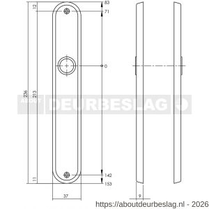 Intersteel 2530 langschild ovaal 236x37x9 mm blind chroom - R26007647 - afbeelding 2