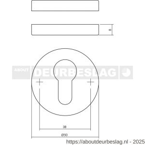 Intersteel Living 3156 cilinderrozetten verdekt diameter 50x8 mm chroom - R26011114 - afbeelding 2