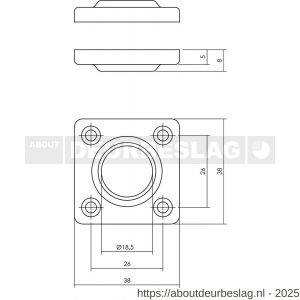 Intersteel 3183 rozetten 38x38x5 mm chroom - R26002428 - afbeelding 2