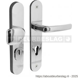Intersteel Living 3830 voordeurbeslag Ovaal 246x48 mm greep-kruk profielcilindergat 72 mm met kerntrekbeveiliging chroom - R26010217 - afbeelding 1