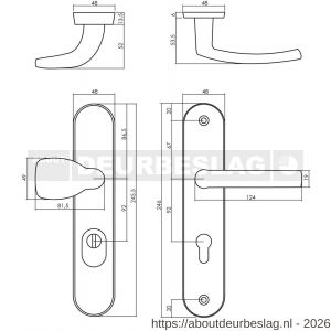 Intersteel Living 3830 voordeurbeslag Ovaal 246x48 mm greep-kruk profielcilindergat 92 mm met kerntrekbeveiliging chroom - R26010218 - afbeelding 2