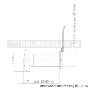 Intersteel Living 4055 deurspion 180 graden deurdikte 35-60 mm diameter 14 mm chroom - R26008044 - afbeelding 2
