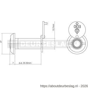 Intersteel 4055 deurspion 200 graden deurdikte 35-55 mm 30 minuten brandwerend diameter 14 mm chroom - R26006713 - afbeelding 2
