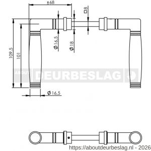 Intersteel 0375 deurkruk Ton 222 chroom mat-ebbenhout - R26001901 - afbeelding 2