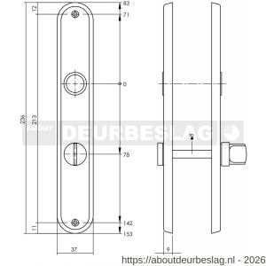 Intersteel 2530 langschild ovaal 236x37x9 mm blind WC78/8 chroom mat - R26005055 - afbeelding 2