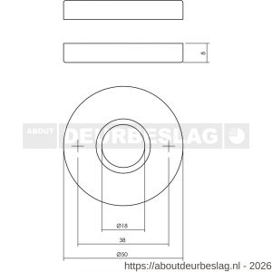 Intersteel 3156 rozetten verdekt diameter 50x8 mm chroom mat - R26002437 - afbeelding 2