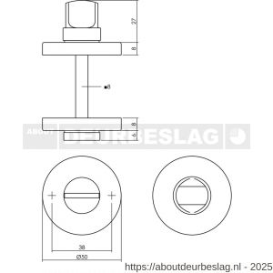 Intersteel 3156 WC-sluiting verdekt diameter 50x8 mm met stift 8x8 mm chroom mat - R26002656 - afbeelding 2
