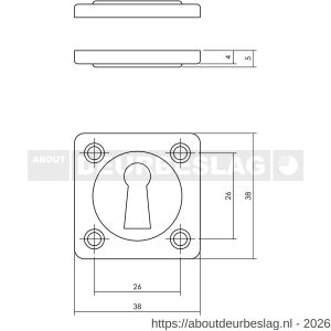 Intersteel Living 3183 sleutelrozetten 38x38x5 mm chroom mat - R26011117 - afbeelding 2