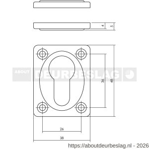 Intersteel Living 3183 cilinderrozetten 47x37x5 mm chroom mat - R26011118 - afbeelding 2
