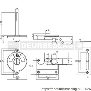 Intersteel Living 3700 WC-overslag met bocht en tekst Vrij-Bezet chroom mat - R26008073 - afbeelding 2