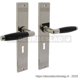 Intersteel Living 0238 deurkruk Ton Basic met schild rechthoekig met rillen 235x43 mm sleutelgat 56 mm nikkel-ebbenhout - R26009093 - afbeelding 1