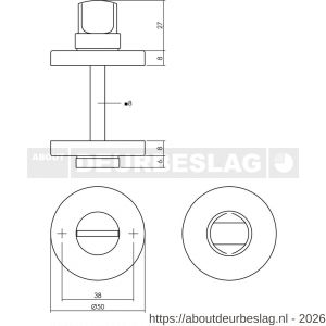 Intersteel Living 3156 WC-sluiting verdekt diameter 50x8 mm met stift 8x8 mm nikkel - R26002692 - afbeelding 2