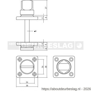 Intersteel Living 3183 WC-sluiting 38x38x5 mm met stift 8x8 mm nikkel - R26007633 - afbeelding 2