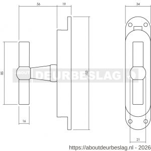 Intersteel Living 5620 set kruk-espagnolet T-kruk inclusief stangenset 2x 1250 mm vernikkeld - R26009334 - afbeelding 2