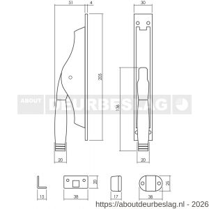 Intersteel Living 5620 set pomp-espagnolet Ton 222 inclusief stangenset 2x 1250 mm nikkel-ebbenhout - R26009351 - afbeelding 2