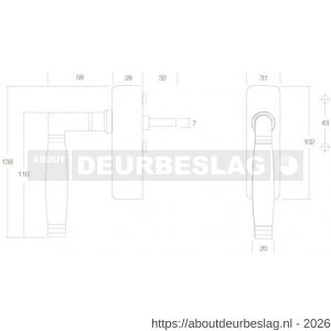 Intersteel Living 6616 raamkruk Ton 222 afsluitbaar op rechthoekige rozet nikkel - R26007723 - afbeelding 2