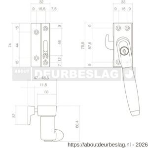 Intersteel Living 6616 SKG* afsluitbare raamsluiting links inclusief sluitplaat met kom Ton 400 nikkel-ebbenhout - R26003829 - afbeelding 2