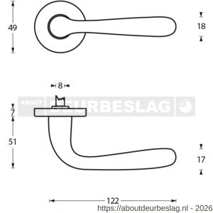 Intersteel Living 0195 deurkruk Jupiter op rozet verdekt diameter 49x7 mm nikkel mat - R26007326 - afbeelding 2