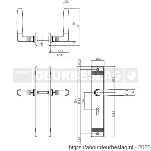 Intersteel 0238 deurkruk Ton Basic met schild rechthoekig met rillen 235x43 mm sleutelgat 56 mm nikkel mat-ebbenhout - R26009101 - afbeelding 2