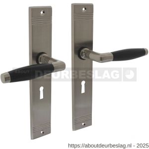 Intersteel 0238 deurkruk Ton Basic met schild rechthoekig met rillen 235x43 mm sleutelgat 56 mm nikkel mat-ebbenhout - R26009101 - afbeelding 1