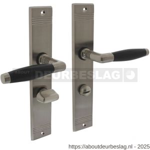 Intersteel Living 0238 deurkruk Ton Basic met schild rechthoekig met rillen 235x43 mm WC 63/8 mm nikkel mat-ebbenhout - R26009102 - afbeelding 1