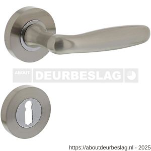 Intersteel 1692 deurkruk Bjorn op rozet verdekt diameter 52x10 mm met nokken en sleutelrozetten nikkel mat - R26005102 - afbeelding 1