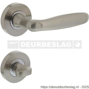Intersteel 1692 deurkruk Bjorn op rozet verdekt diameter 52x10 mm met nokken en WC-sluiting met stift 8x8 mm nikkel mat - R26005104 - afbeelding 1