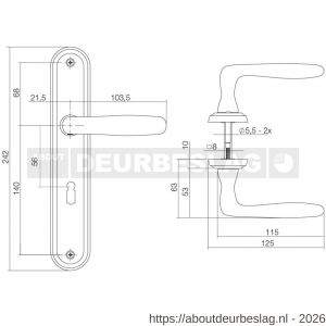 Intersteel Living 1692 deurkruk Bjorn op schild ovaal 242x43 mm sleutelgat 56 mm nikkel mat - R26005109 - afbeelding 2