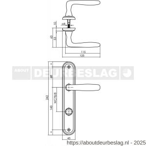 Intersteel 1692 deurkruk Bjorn op schild ovaal 242x43 mm WC 78/8 mm nikkel mat - R26008104 - afbeelding 2