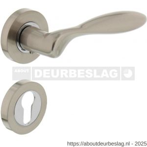 Intersteel 1695 deurkruk George op rozet verdekt diameter 52x10 mm met nokken en cilinderrozetten nikkel mat - R26005113 - afbeelding 1