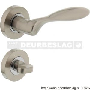 Intersteel 1695 deurkruk George op rozet verdekt diameter 52x10 mm met nokken en WC-sluiting met stift 8x8 mm nikkel mat - R26005114 - afbeelding 1